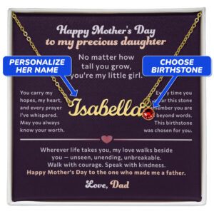 happy mother's day to my precious daughter from dad custom name birthstone necklace gift set 5148103
