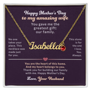 Happy Mother's Day To My Amazing Wife Custom Name Birthstone Necklace Gift Set 5133777